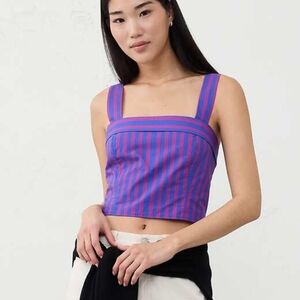 Banana Republic Factory Purple and Pink Striped Crop Top